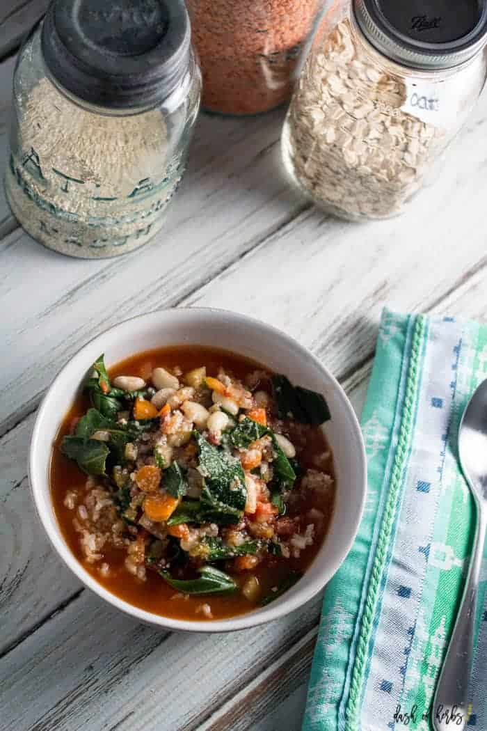 Spicy White Bean and Collard Greens Soup with Rice