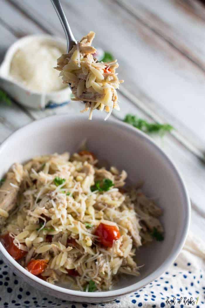 Slow Cooker Chicken and Tomato Orzo - Dash of Herbs